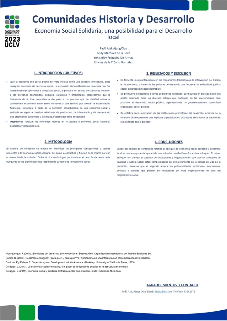 Economia social solidaria, una posibilidad para el desarrollo local