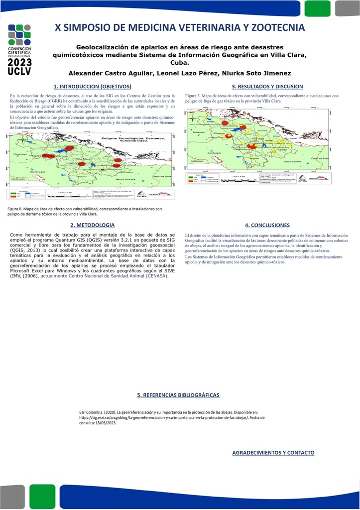 Geolocation of apiaries in areas at risk of chemical toxic disasters using a Geographic Information System in Villa Clara, Cuba