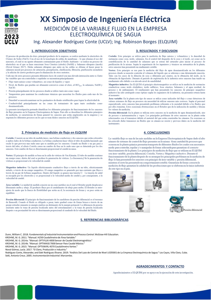 Medición de la variable Flujo en la Empresa Electroquímica de Sagua