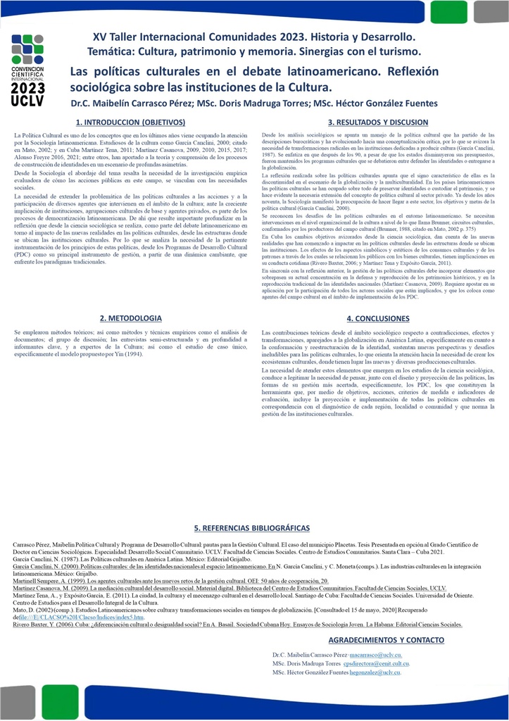 Las políticas culturales en el debate latinoamericano. Reflexión sociológica sobre las instituciones de la Cultura