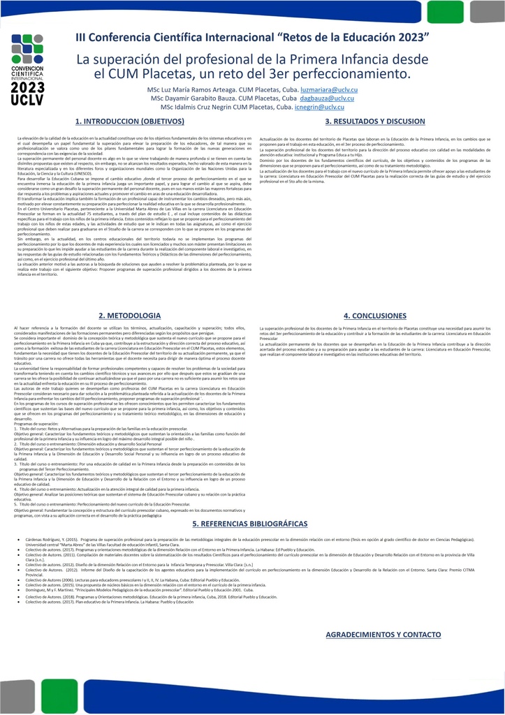 The improvement of the early childhood professional from the CUM Placetas, a challenge of the 3rd improvement.