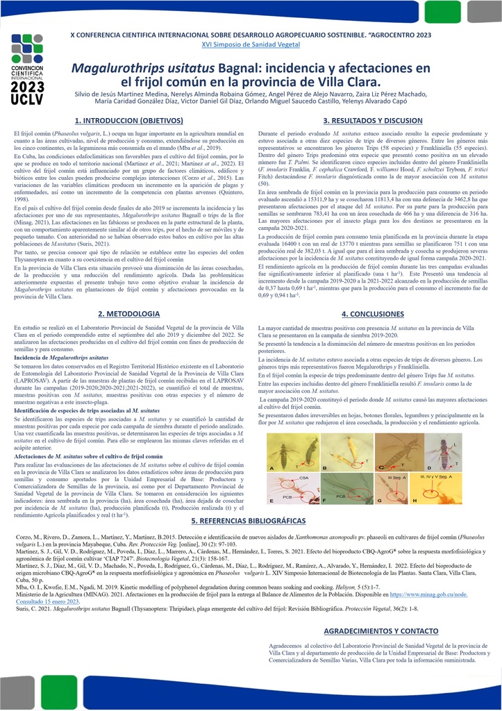 Magalurothrips usitatus Bagnal: incidencia y afectaciones en el frijol común en la provincia de Villa Clara