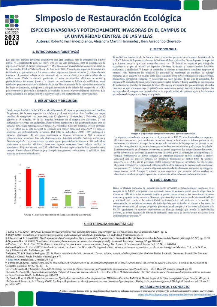 Especies invasoras y potencialmente invasoras en el campus de la Universidad Central de Las Villas