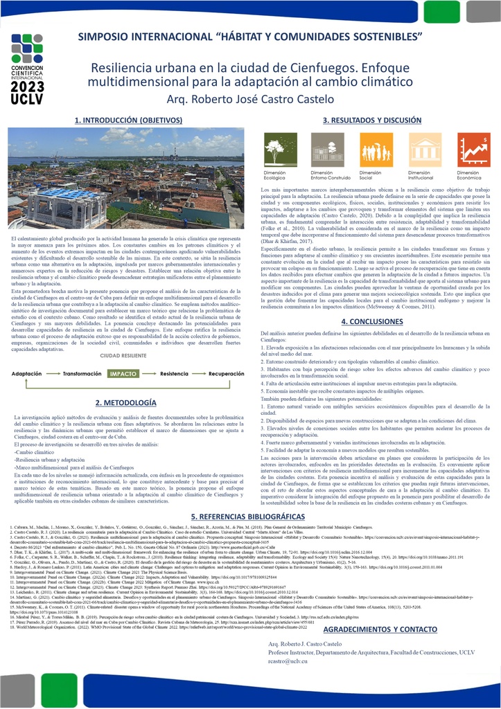 Resiliencia urbana en la ciudad de Cienfuegos. Enfoque multidimensional para la adaptación al cambio climático