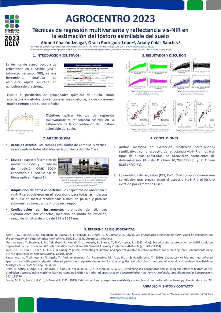 Técnicas de regresión multivariante y reflectancia vis-NIR en la estimación del fósforo asimilable del suelo