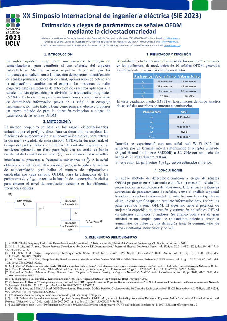Estimación a ciegas de parámetros de señales OFDM mediante la  cicloestacionariedad