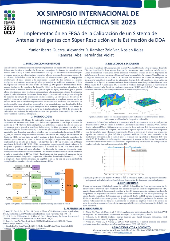 Implementación en FPGA de la Calibración de un Sistema de Antenas  Inteligentes con Súper Resolución en la Estimación de DOA