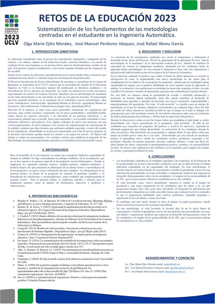 Systematization of the foundations of student-centered methodologies in Automatic Engineering