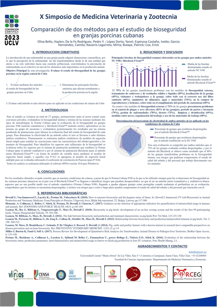 Comparison of two methods for the study of biosafety in Cuban pig farms