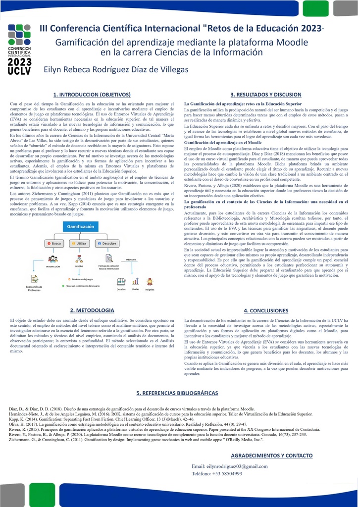 Gamificación del aprendizaje mediante la plataforma  Moodle en la carrera Ciencias de la Información