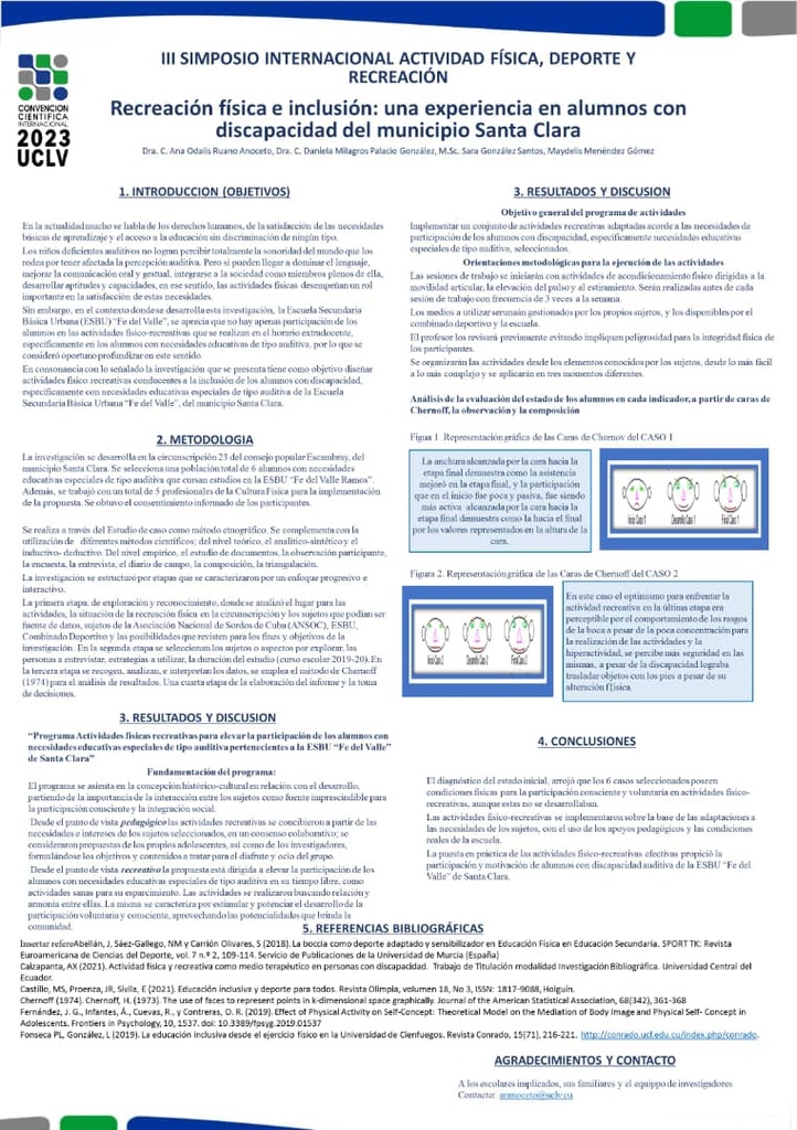 Physical recreation and inclusion: an experience with students with disabilities in the Santa Clara municipality