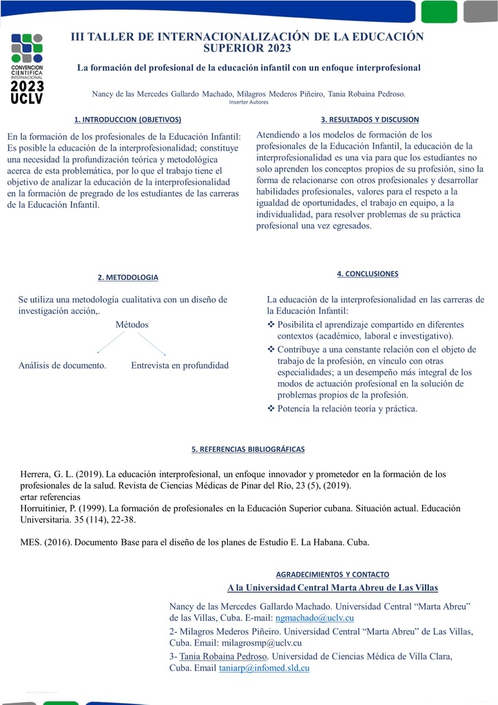 La formación del profesional de la educación infantil con un enfoque interprofesional