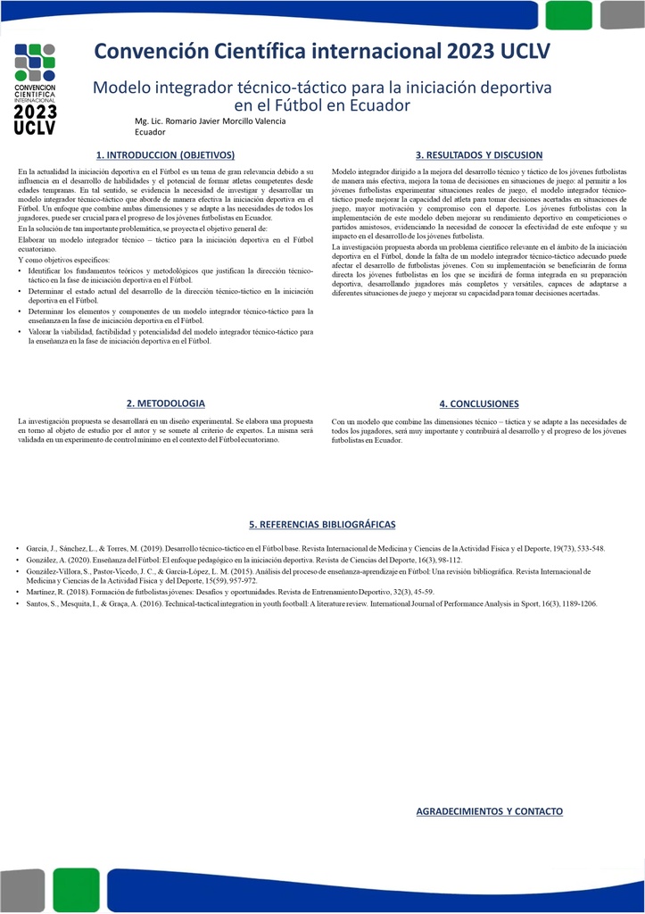 Modelo integrador técnico-táctico para la iniciación deportiva en el Fútbol en Ecuador