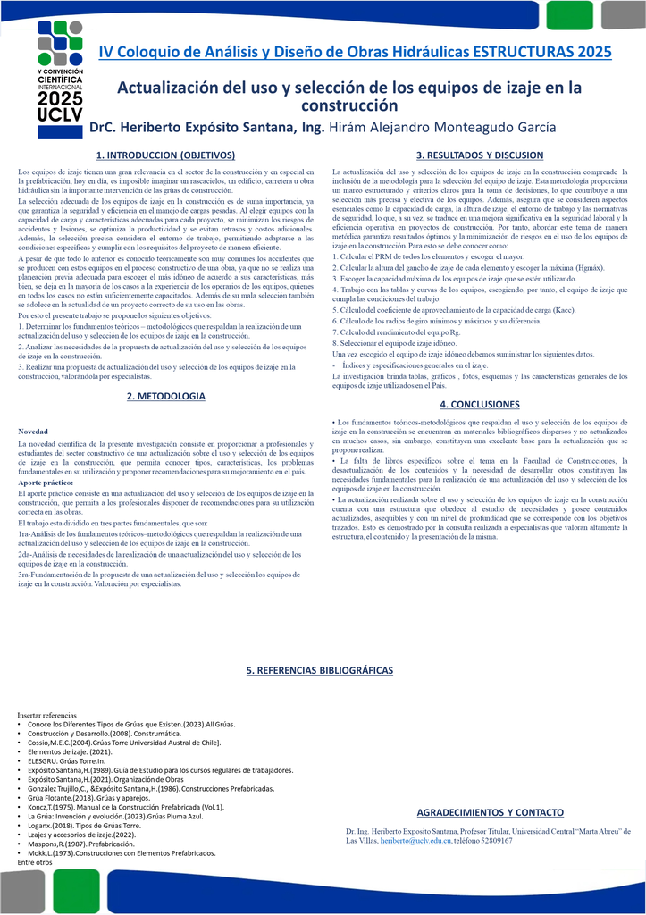 Actualización del uso y selección de los equipos de izaje en la construcción